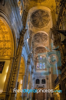 Interior View Of The Cathedral Of The Incarnation In Malaga Stock Photo