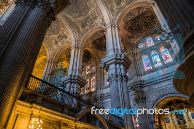 Interior View Of The Cathedral Of The Incarnation In Malaga Stock Photo