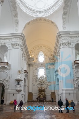 Interior View Of The Collegiate Church In Salzburg Stock Photo