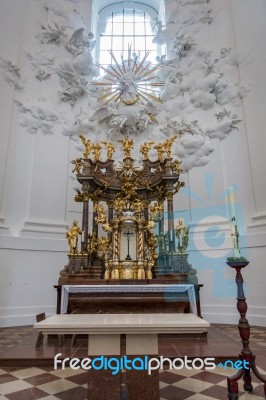 Interior View Of The Collegiate Church In Salzburg Stock Photo