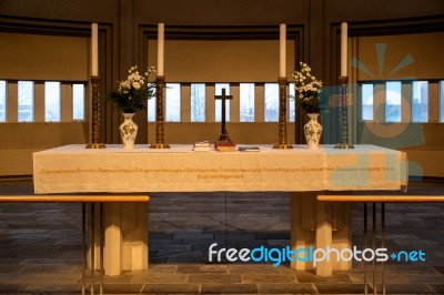 Interior View Of The Hallgrimskirkja Church In Reykjavik Stock Photo