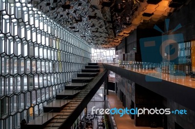 Interior View Of The Harpa Concert Hall In Reykjavik Stock Photo