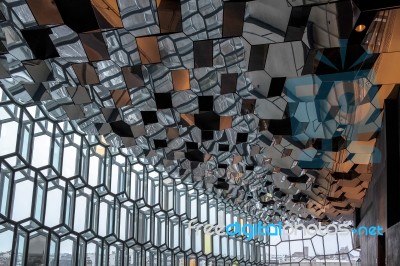 Interior View Of The Harpa Concert Hall In Reykjavik Stock Photo