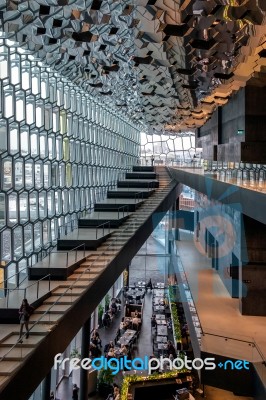 Interior View Of The Harpa Concert Hall In Reykjavik Stock Photo