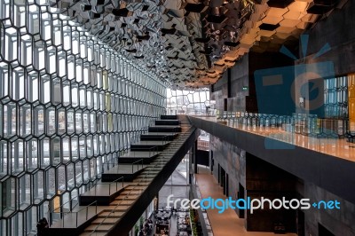 Interior View Of The Harpa Concert Hall In Reykjavik Stock Photo