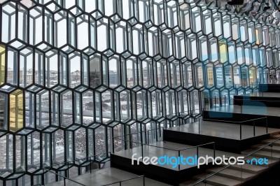 Interior View Of The Harpa Concert Hall In Reykjavik Stock Photo