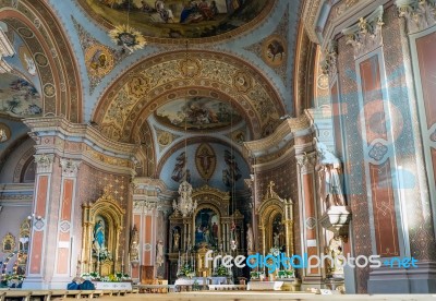 Interior View Of The Parish Church In Ortisei Stock Photo