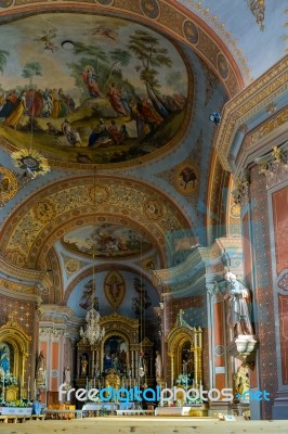 Interior View Of The Parish Church In Ortisei Stock Photo