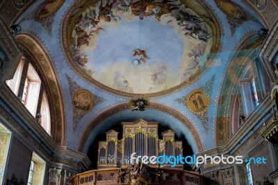 Interior View Of The Parish Church In Ortisei Stock Photo