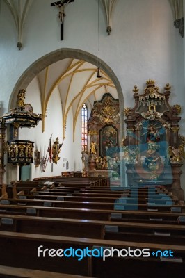 Interior View Of The Parish Church Of St. Georgen Stock Photo