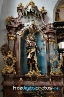 Interior View Of The Parish Church Of St. Georgen Stock Photo