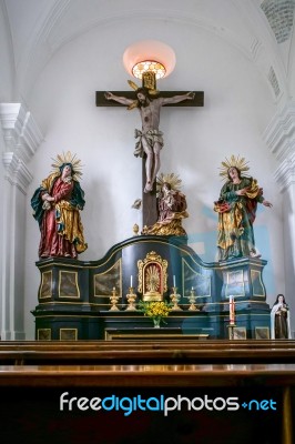 Interior View Of The Parish Church Of St. Georgen Stock Photo