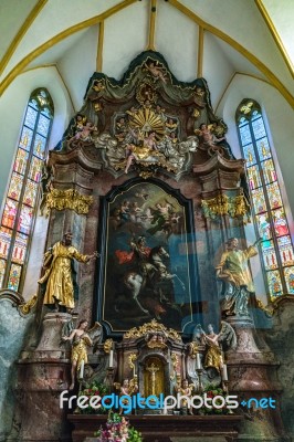 Interior View Of The Parish Church Of St. Georgen Stock Photo