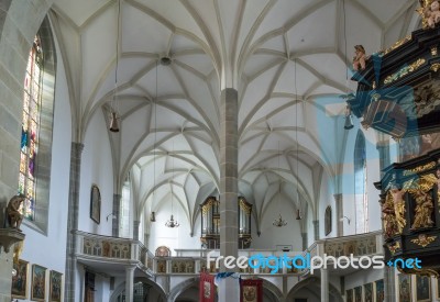 Interior View Of The Parish Church Of St. Georgen Stock Photo