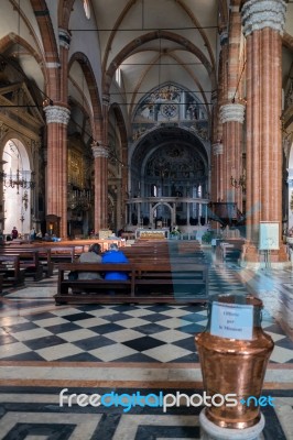 Interior View Of Verona Cathedral Stock Photo