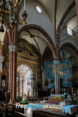 Interior View Of Verona Cathedral Stock Photo