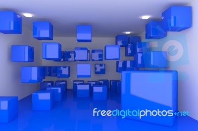 Interior With Blue Cubes Stock Image