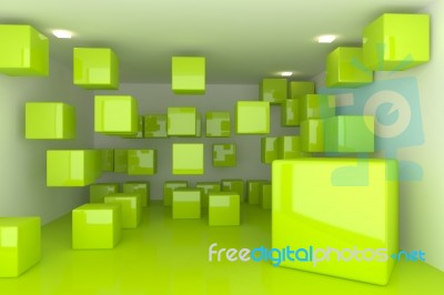 Interior With Green Cubes Stock Image