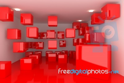 Interior With Red Cubes Stock Image