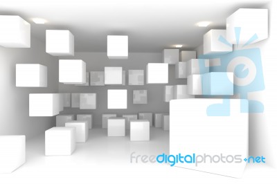 Interior With White Cubes Stock Image