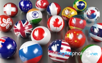 International Country Flags Stock Photo