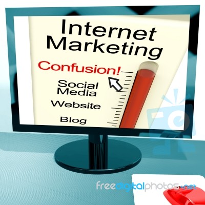 Internet Marketing Confusion Shows Online Seo Strategy Stock Image