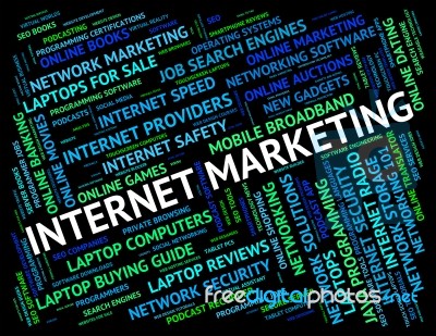 Internet Marketing Shows World Wide Web And Advertising Stock Image