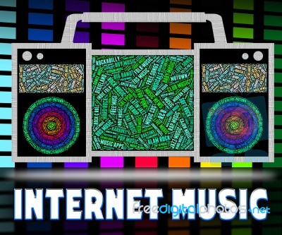 Internet Music Indicates World Wide Web And Acoustic Stock Image