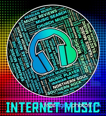 Internet Music Means World Wide Web And Harmony Stock Image