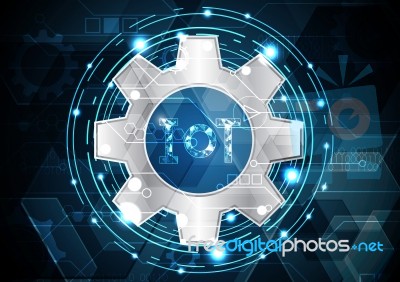 Internet Of Things Technology Abstract Circle Gear Hexagonal Bac… Stock Image