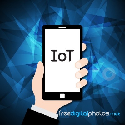 Internet Of Things Technology Abstract Hand Hold Mobile Phone Ba… Stock Image