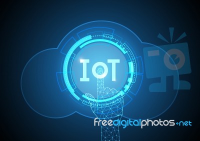 Internet Of Things Technology Circle Cloud Point Hand Abstract B… Stock Image
