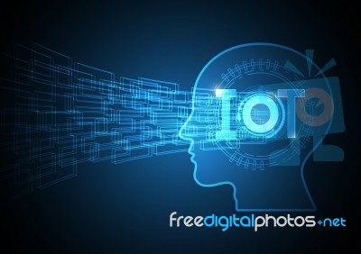 Internet Of Things Technology Circle Human Head Abstract Backgro… Stock Image