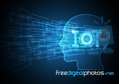 Internet Of Things Technology Circle Human Head Abstract Backgro… Stock Image