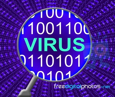 Internet Virus Means Web Site And Communication Stock Image