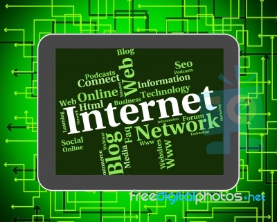 Internet Word Indicates World Wide Web And Searching Stock Image