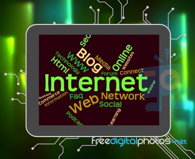 Internet Word Represents World Wide Web And Words Stock Image