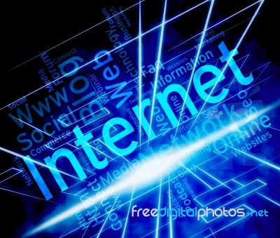 Internet Word Shows World Wide Web And Www Stock Image