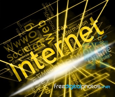 Internet Word Shows World Wide Web And Www Site Stock Image