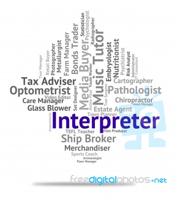 Interpreter Job Indicates Employee Decipherer And Translators Stock Image