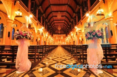 Interrior Church In Thailand Stock Photo