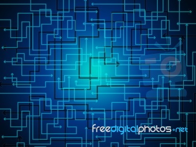 Intertwined Arrows Background Shows Futuristic Wallpaper Or Tech… Stock Image