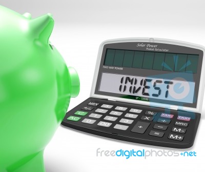 Invest Calculator Shows Investing In Market Stocks Stock Image