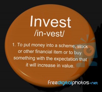 Invest Definition Button Stock Image