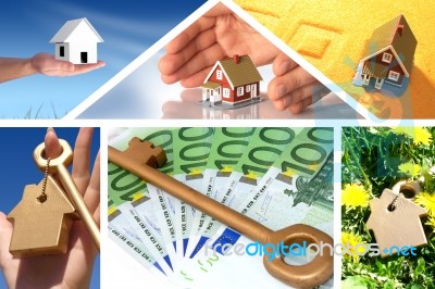 Invest In Real Estate. Business Collage Stock Photo