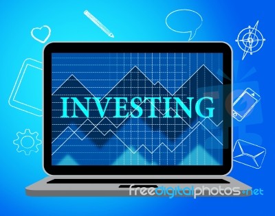 Investing Online Indicates Web Site And Computer Stock Image