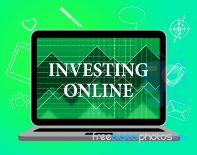 Investing Online Means Web Site And Computer Stock Image