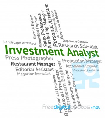 Investment Analyst Indicating Jobs Words And Analysts Stock Image