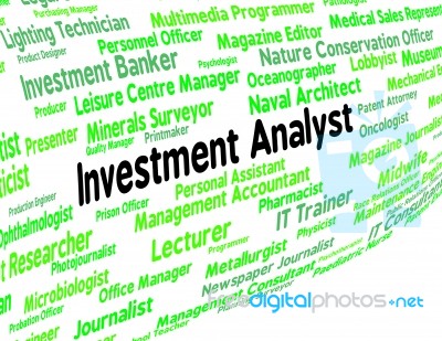 Investment Analyst Means Analysts Analyse And Analytic Stock Image