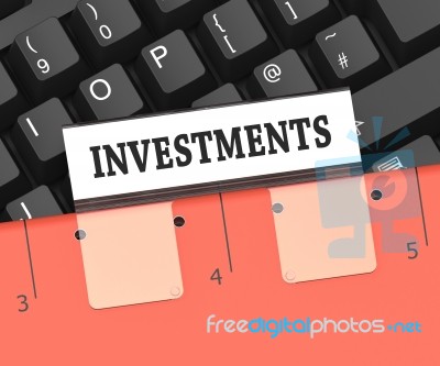 Investments File Shows Stock Investing 3d Rendering Stock Image